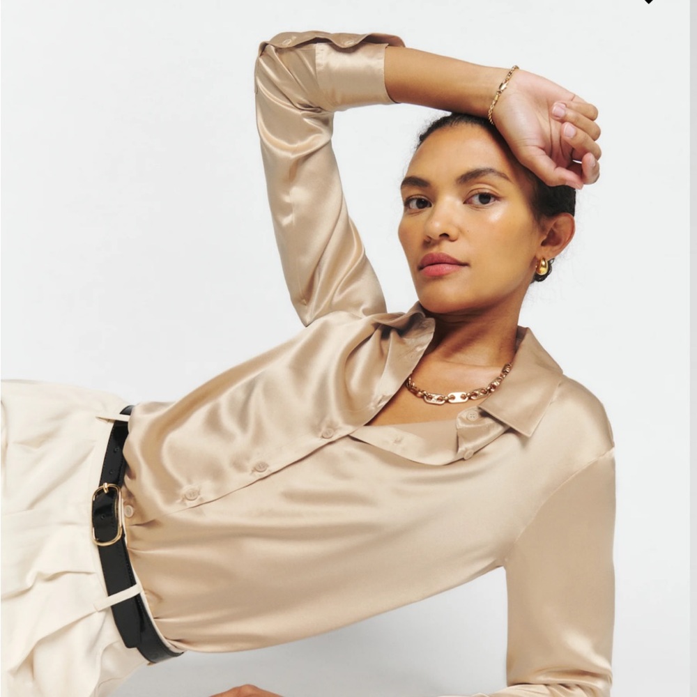 Reformation Sky Relaxed Silk Top